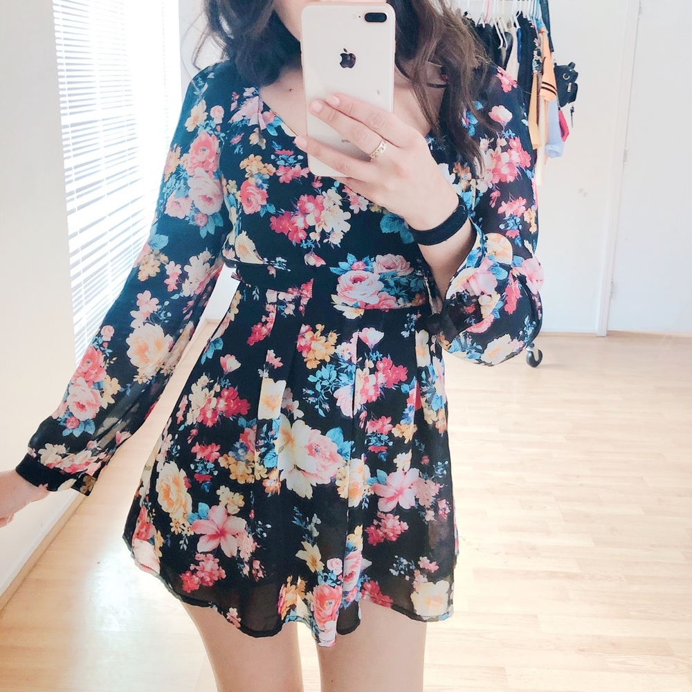 Floral long sleeve romper